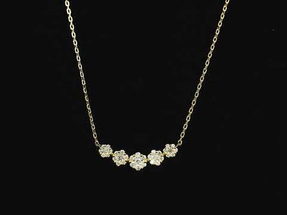 Diamond floral cluster necklace in 18K yellow gold with 0.55ct diamonds – Emirates Diamonds