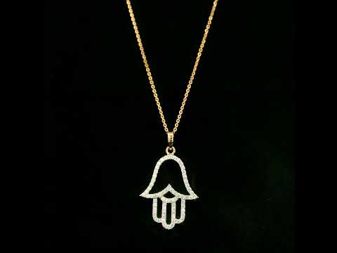Diamond Hamsa hand pendant in 18K rose gold with openwork design
