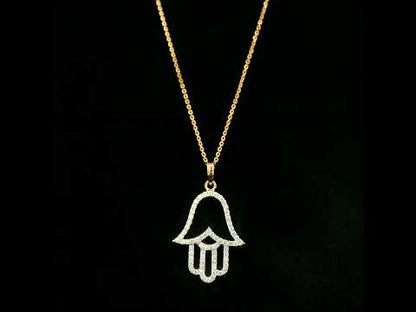 Diamond Hamsa hand pendant in 18K rose gold with openwork design