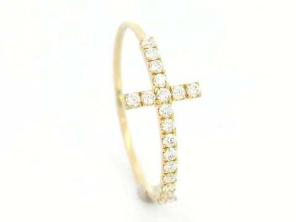 Elegant 18K Gold Cross Diamond Ring (0.17ct Diamonds)