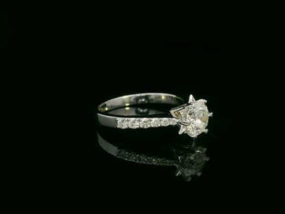 18K white gold 1.00ct diamond engagement ring with pavé shoulders and IGI certification – Emirates Diamonds