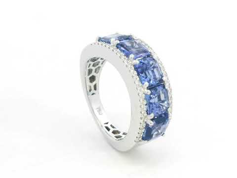 Tanzanite and diamond band ring in 18K white gold by Emirates Diamonds