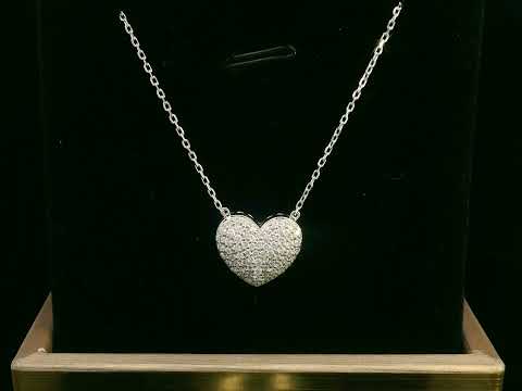 Diamond heart pendant necklace in 18K gold with 0.43 carat pavé diamonds

