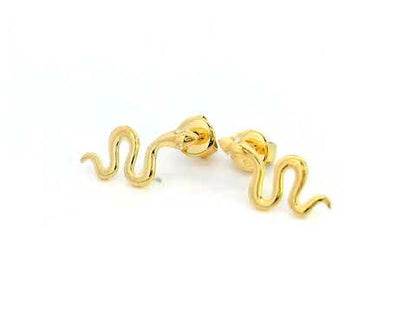 18k Gold Nature-Inspired Snake Earrings with Diamond Eyes | 0.01 Carat