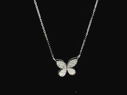 Diamond butterfly necklace 0.53 carat in 18K white gold by Emirates Diamonds