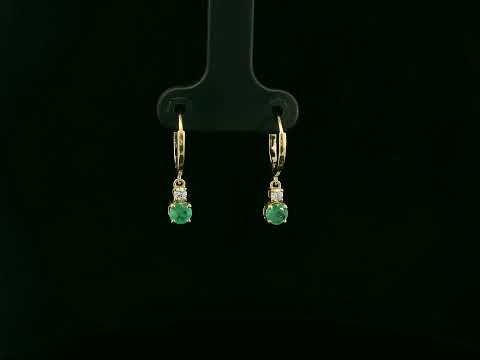 18K yellow gold emerald and diamond drop earrings by Emirates Diamonds