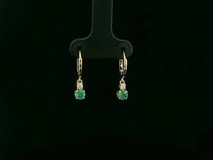 18K yellow gold emerald and diamond drop earrings by Emirates Diamonds