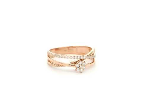 Diamond cluster crossover ring in 18K rose gold by Emirates Diamonds