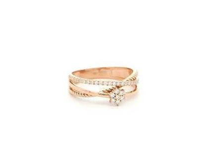 Diamond cluster crossover ring in 18K rose gold by Emirates Diamonds