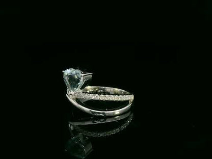 Heart-Shaped Aquamarine and Diamond Bypass Ring in 18K Gold