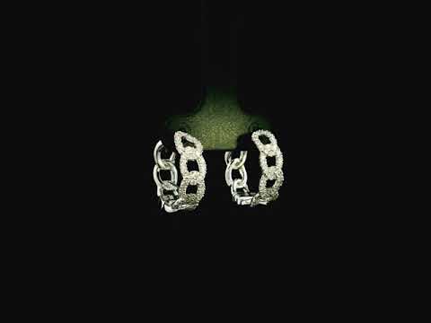 Diamond chain link hoop earrings in 18K white gold with 0.51 carat diamonds
