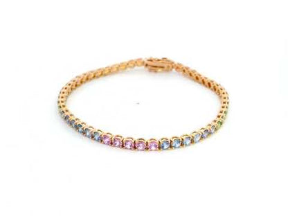 18K Rose Gold Multi-Sapphire Tennis Bracelet – 6.61 Carats