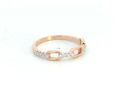 18K Rose Gold Chain Link Diamond Ring with 0.39 Carats of Round Brilliant Diamonds, Luxury Jewelry