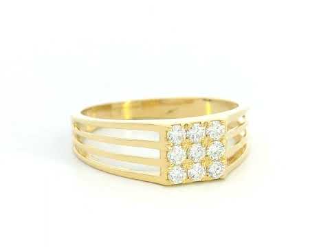 Men's 18K gold ring with diamond cluster and split band design, 0.38 carat total diamonds.