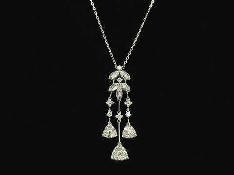 Diamond chandelier necklace in 18K white gold with cascading diamond drops – Emirates Diamonds