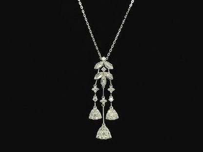 Diamond chandelier necklace in 18K white gold with cascading diamond drops – Emirates Diamonds