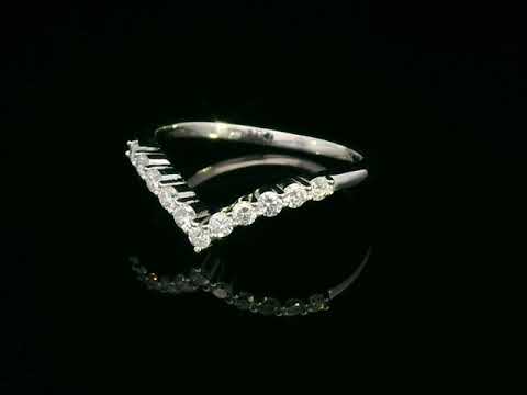 18K Gold Wishbone Diamond Ring V-Shaped Chevron Band with 0.36 Carat Round Diamonds