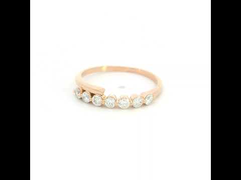 18K rose gold diamond bypass ring with 0.42 carat round diamonds and polished gold crossover design