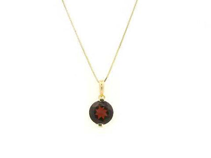 Round garnet pendant necklace in 18K yellow gold with 2.28 carat natural garnet by Emirates Diamonds
