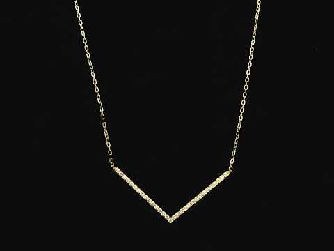 Diamond chevron necklace 0.28 carat in 18K yellow gold minimalist pendant by Emirates Diamonds