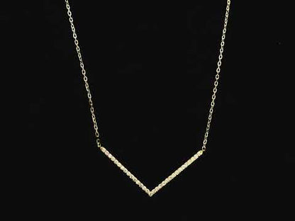 Diamond chevron necklace 0.28 carat in 18K yellow gold minimalist pendant by Emirates Diamonds