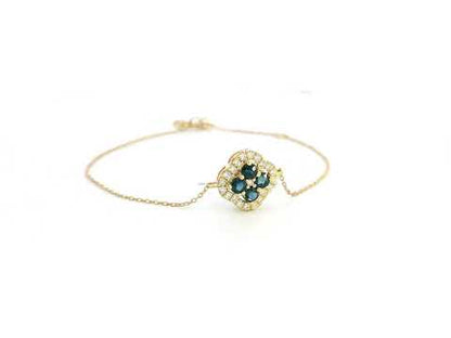 18K Gold Blue Sapphire & Diamond Floral Bracelet | 0.62ct Sapphire & 0.25ct Diamonds