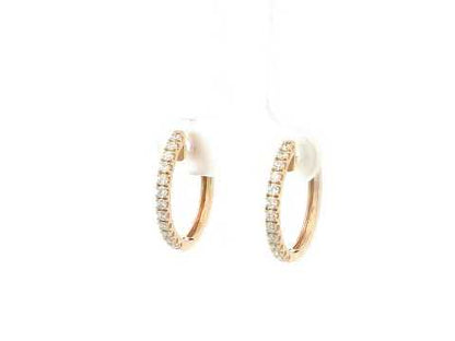 18K rose gold diamond hoop earrings featuring 0.48 carat natural diamonds in a classic elegant hoop design.