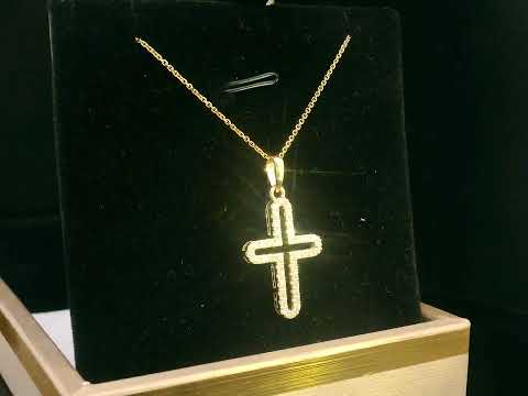 18K yellow gold diamond cross pendant with 0.37 carats of diamonds – elegant and timeless religious jewelry