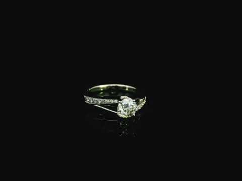 0.70 carat IGI certified diamond engagement ring with pavé band in 18K white gold by Emirates Diamonds