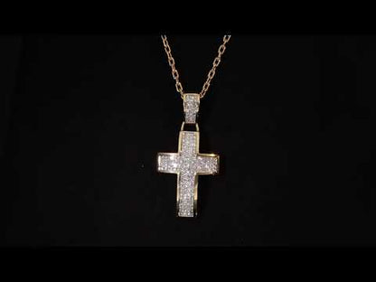 Princess Cut Diamond Cross Pendant in 18K Yellow Gold