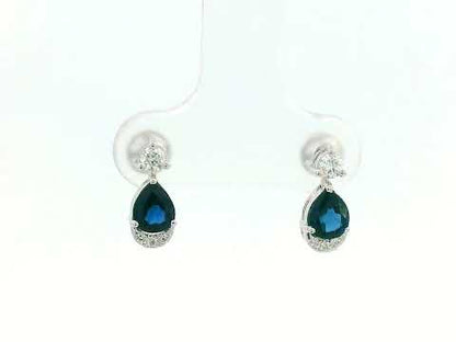 18K White Gold Sapphire and Diamond Drop Earrings – 0.90ct Sapphire