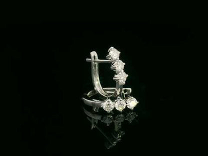 18K White Gold Diamond Huggie Hoop Earrings – 0.57ct Total Diamond