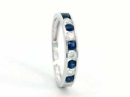 118K Gold Sapphire and Diamond Channel-Set Ring – 0.69ct Blue Sapphires, 0.43ct Diamonds