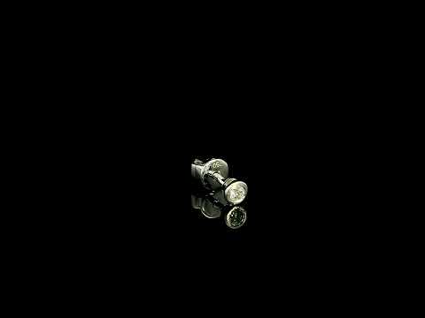 Single round diamond stud earring in 18K white gold with polished circular setting