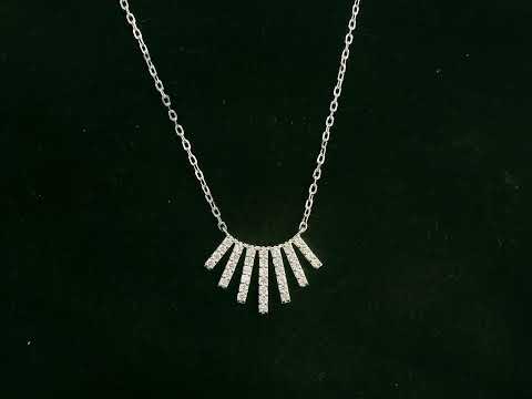 18K white gold diamond pendant necklace with pavé diamonds, total diamond weight 0.34 carat – Emirates Diamonds