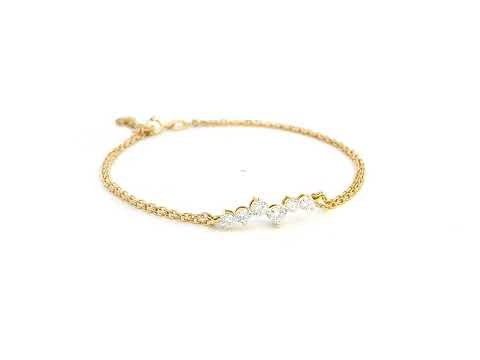 18K gold diamond double-chain bracelet featuring 0.46 carats of natural diamonds, designed for a sleek and elegant look.