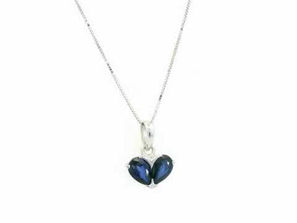 Blue Sapphire Heart Pendant in 18K White Gold