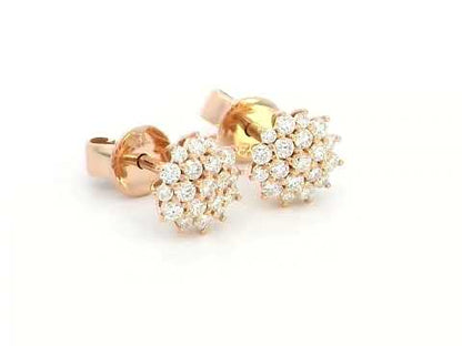 18K Rose Gold Diamond Cluster Stud Earrings – 0.30 Carats of Brilliance