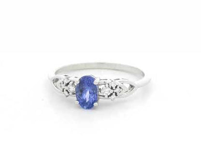 Tanzanite & Diamond Ring in 18K White Gold