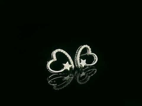 Diamond heart and star earrings in 18K white gold by Emirates Diamonds