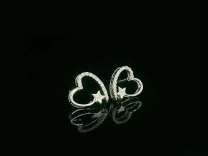 Diamond heart and star earrings in 18K white gold by Emirates Diamonds