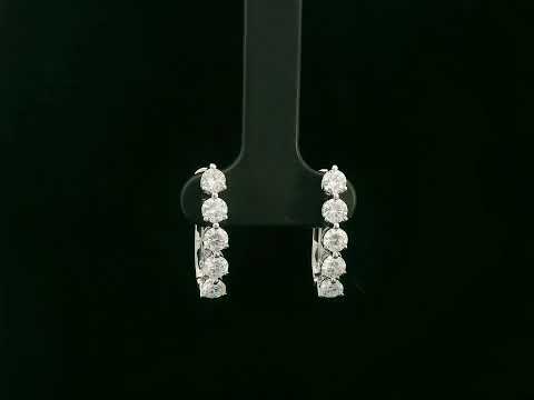 18K white gold diamond hoop earrings with round brilliant cut diamonds totaling 1.43 carats – Emirates Diamonds.