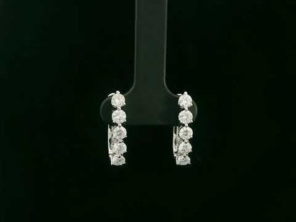 18K white gold diamond hoop earrings with round brilliant cut diamonds totaling 1.43 carats – Emirates Diamonds.