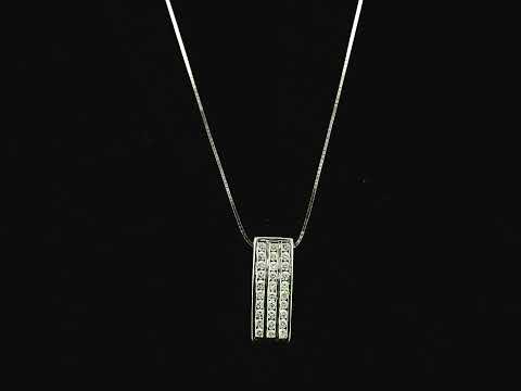 18K white gold diamond bar pendant featuring three vertical rows of natural diamonds with a total diamond weight of 0.54 carat.