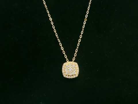 Cushion-shaped diamond pendant in 18K yellow gold by Emirates Diamonds