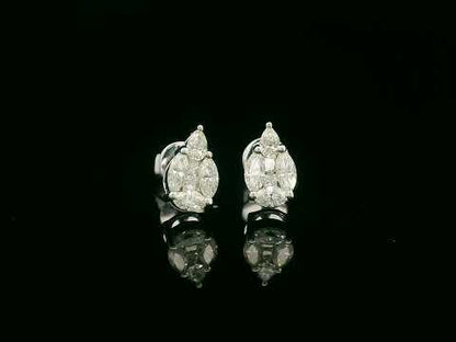 18k White Gold Diamond Cluster Stud Earrings – 0.32ct Illusion Setting