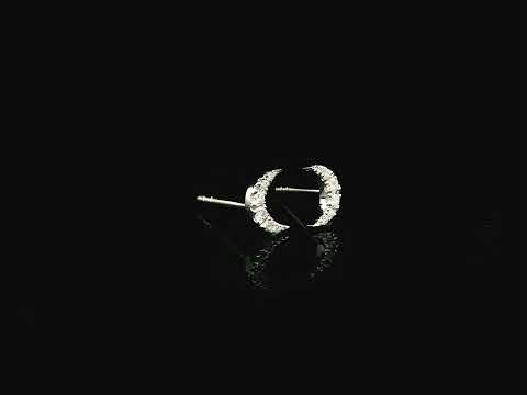 Diamond crescent moon stud earrings in 18K white gold Emirates Diamonds