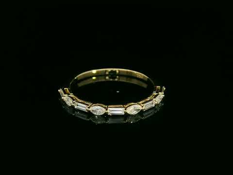 18K yellow gold marquise and baguette diamond band – 0.34ct modern stacking ring by Emirates Diamonds