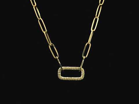 Diamond open link necklace in 18K yellow gold with pavé diamond elongated link – Emirates Diamonds