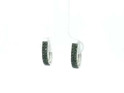Black diamond hoop earrings in 18K white gold pavé design